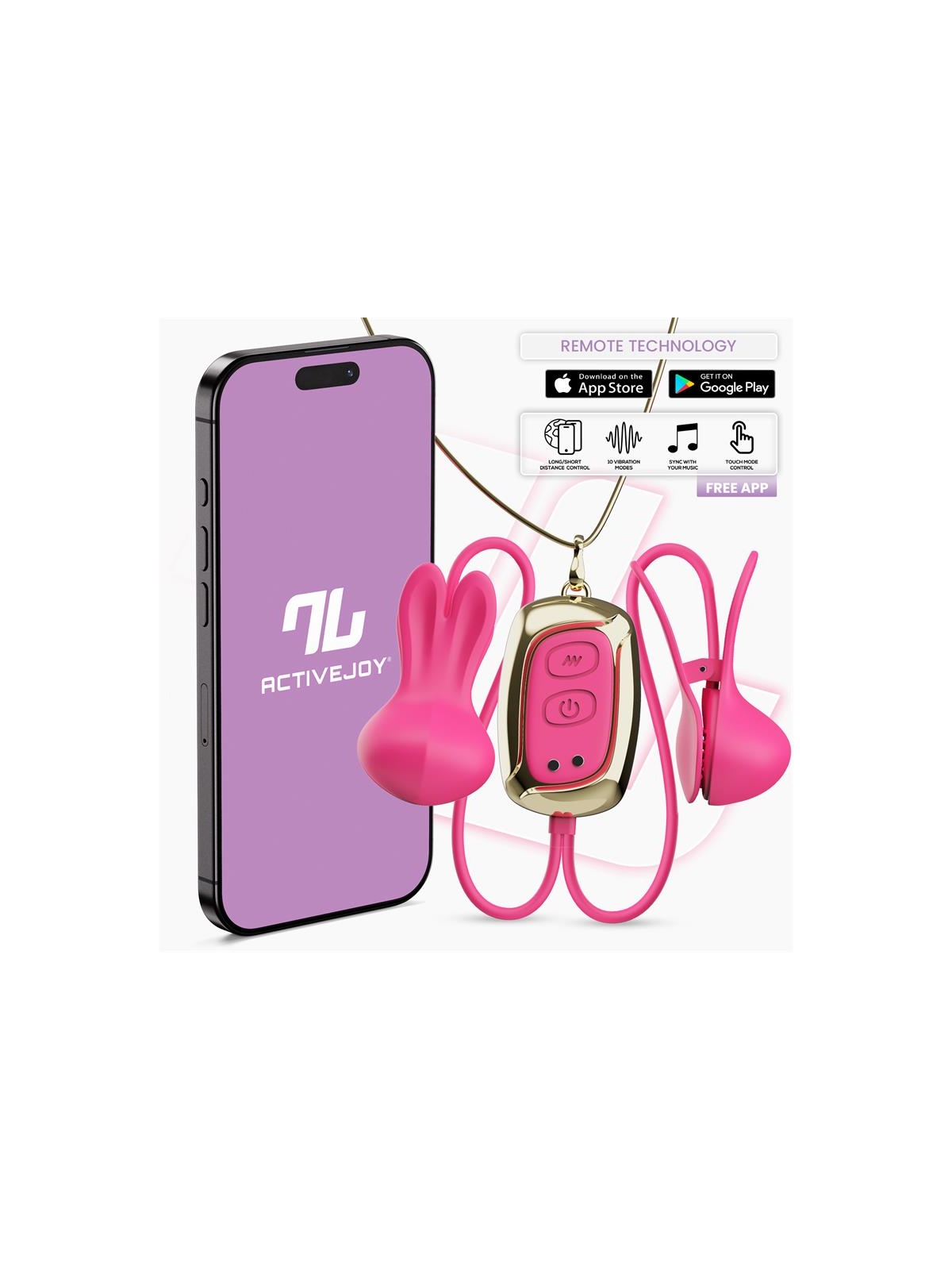 Tickly Pinzas para Pezones con Vibracion Control y Collar con APP