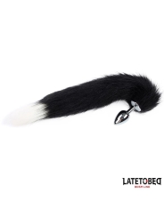 Plug Anal con Cola Blanco y Negro 40 cm