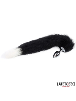 Plug Anal con Cola Blanco y Negro 40 cm