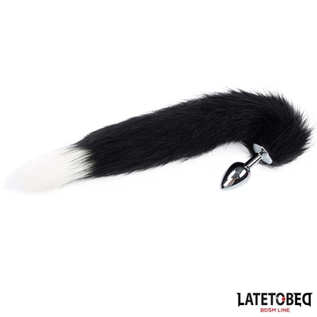 Plug Anal con Cola Blanco y Negro 40 cm