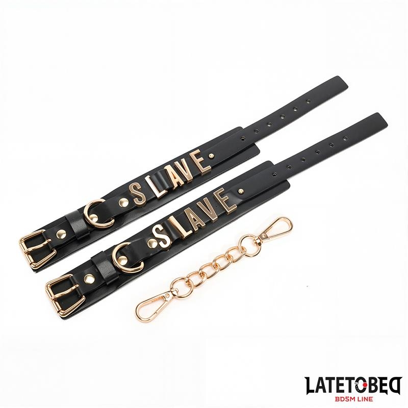 Esposas para Tobillos SLAVE con Cadena Dorada Esposas para Tobillos SLAVE con Cadena Dorada