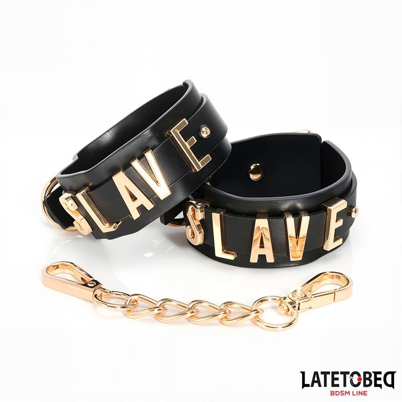 Esposas para Tobillos SLAVE con Cadena Dorada Esposas para Tobillos SLAVE con Cadena Dorada