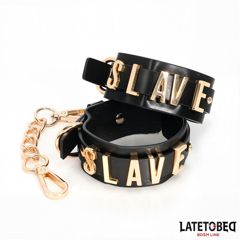 Esposas para Tobillos SLAVE con Cadena Dorada Esposas para Tobillos SLAVE con Cadena Dorada