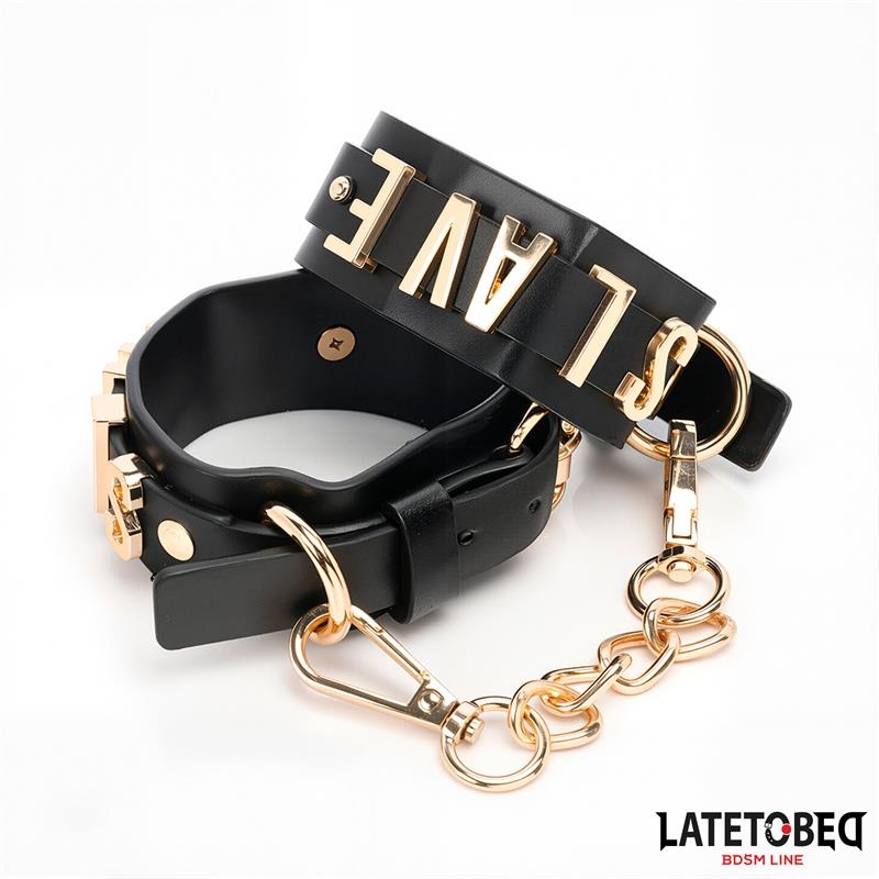 Esposas para Tobillos SLAVE con Cadena Dorada Esposas para Tobillos SLAVE con Cadena Dorada