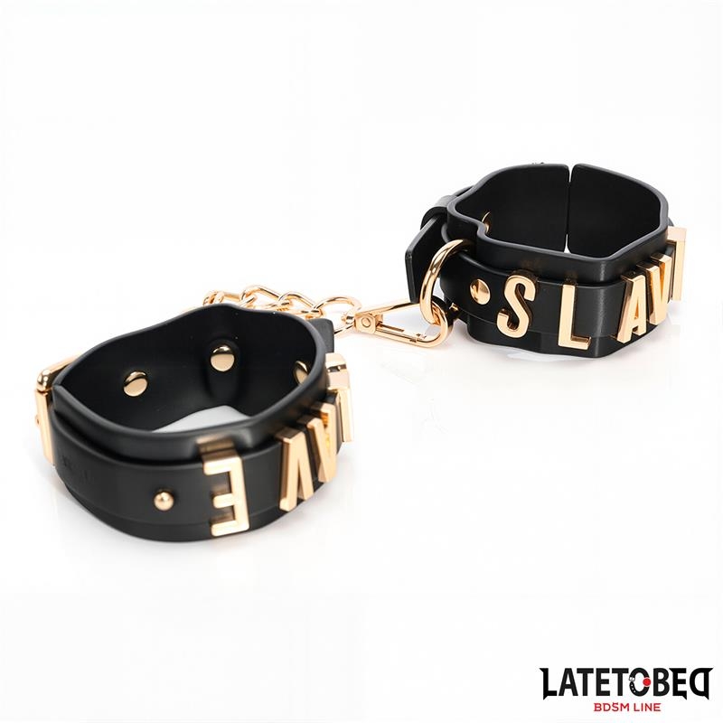 Esposas para Tobillos SLAVE con Cadena Dorada Esposas para Tobillos SLAVE con Cadena Dorada