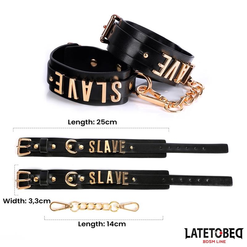 Esposas para Tobillos SLAVE con Cadena Dorada Esposas para Tobillos SLAVE con Cadena Dorada