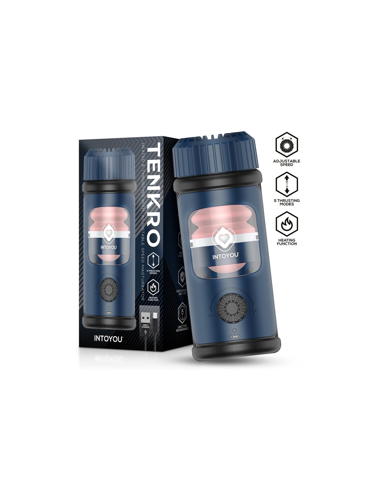 Tenkro Masturbador con Thrusting y Calor USB C