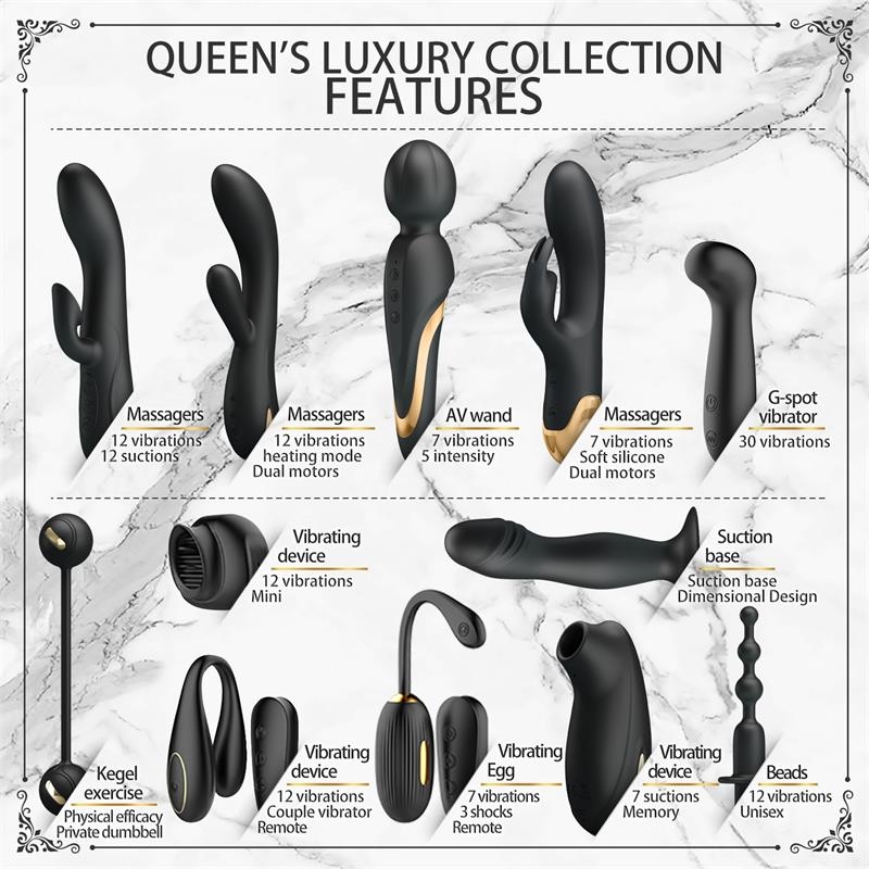 Luxury Set Queens 12 Juguetes Negro y Oro 18k Luxury Set Queens 12 Juguetes Negro y Oro 18k