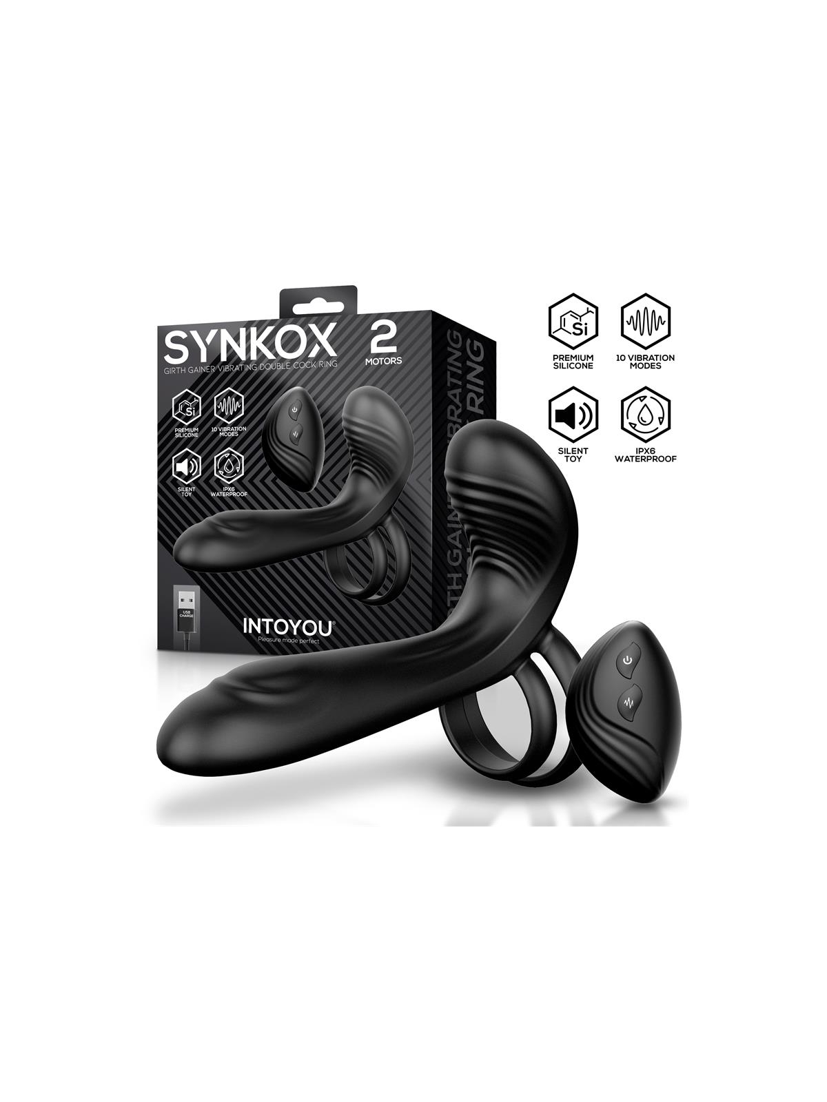 Synkox Girth Gainer con Doble Anillo para el Pene con Vibracion